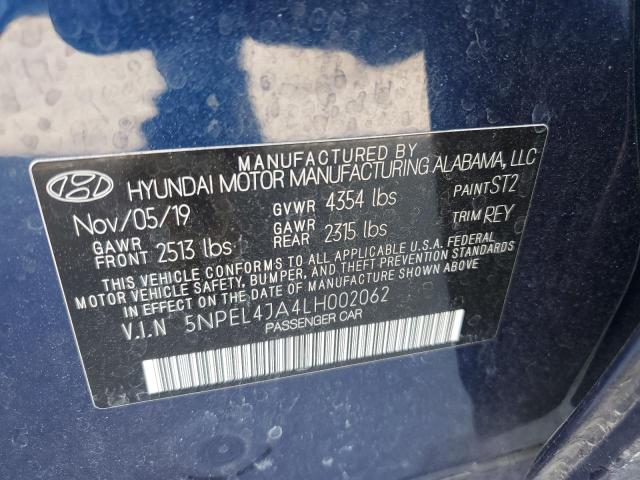 2020 Hyundai Sonata Sel VIN: 5NPEL4JA4LH002062 Lot: 55615314