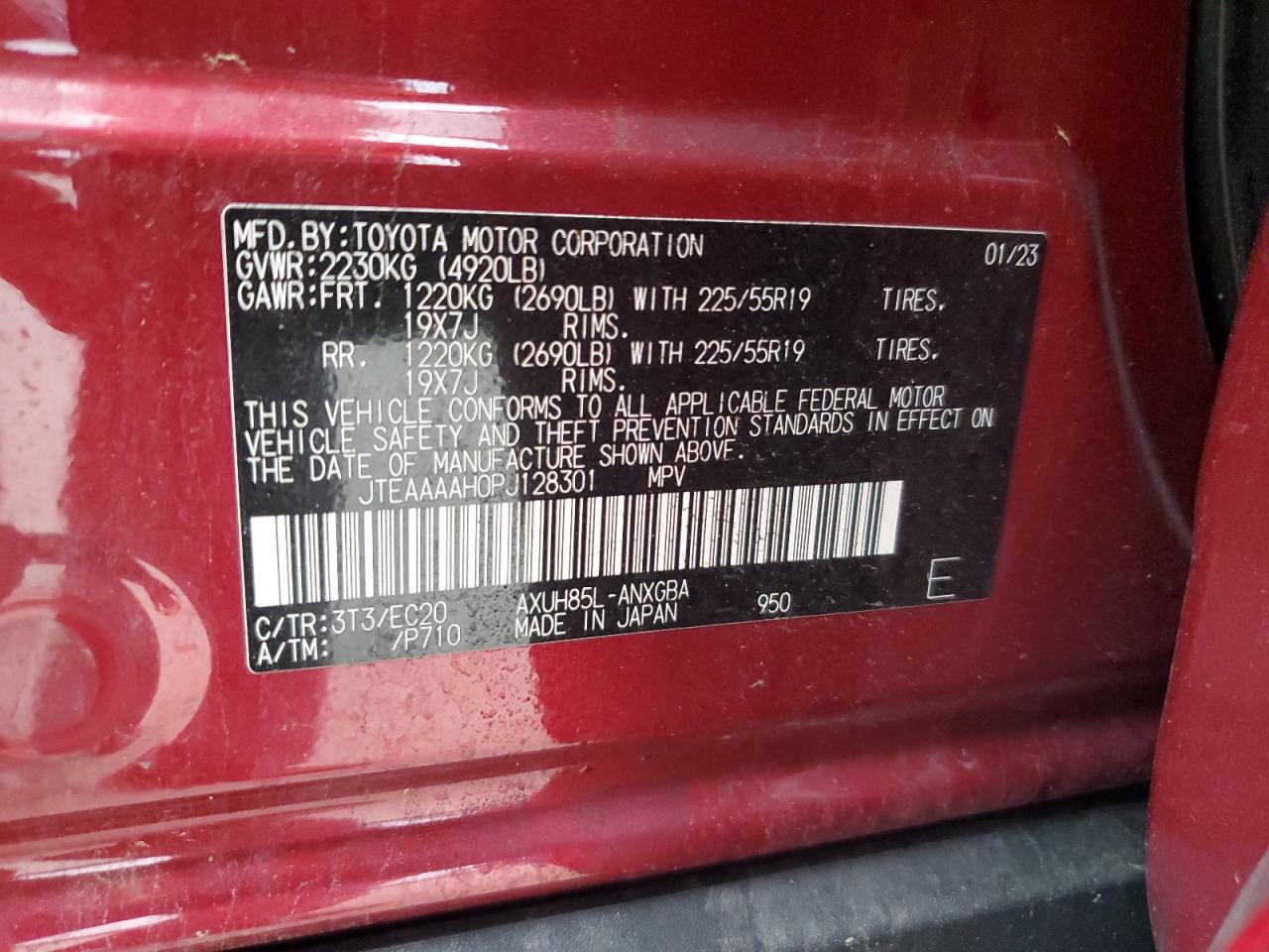 JTEAAAAH0PJ128301 2023 Toyota Venza Le