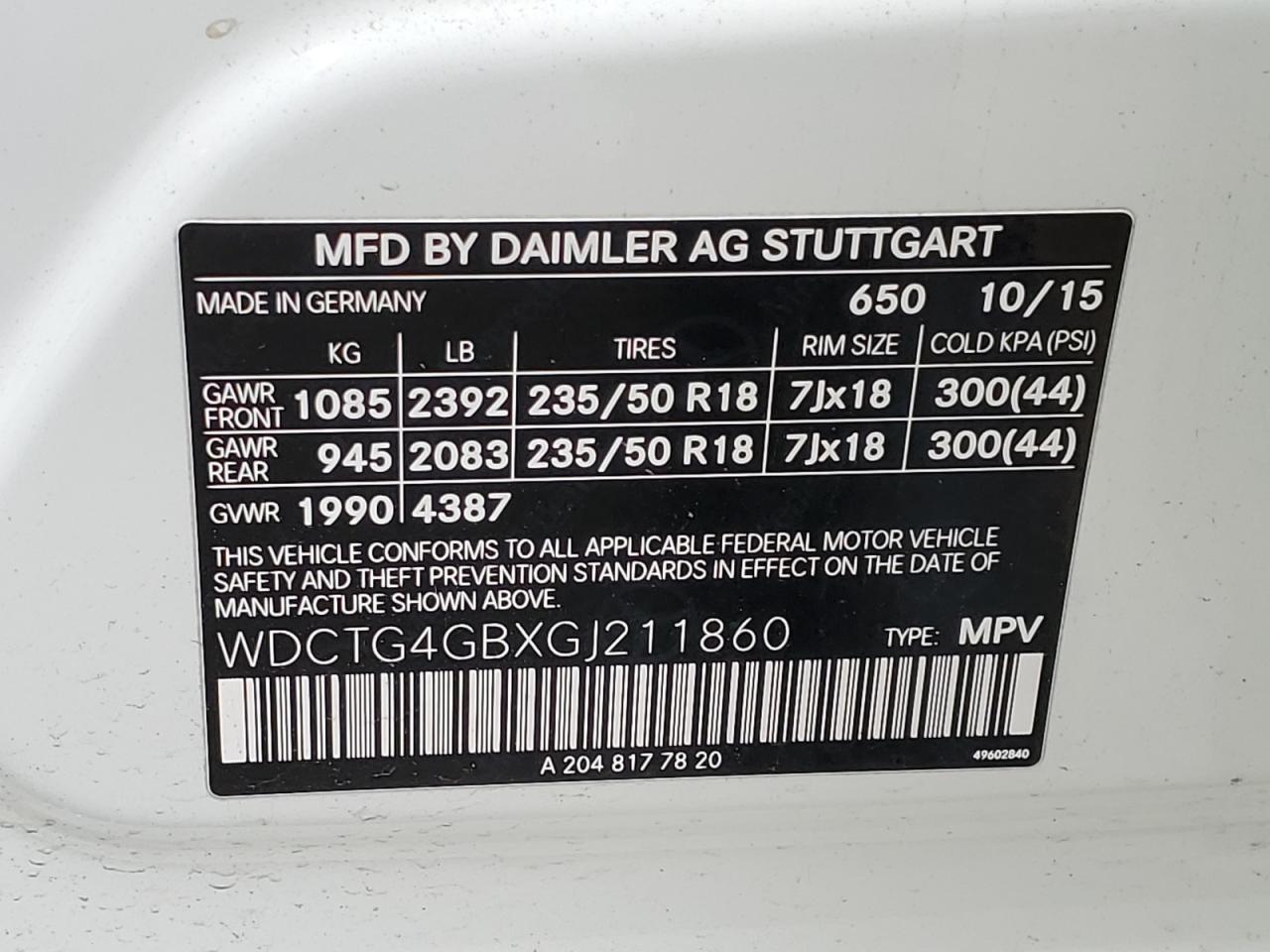 WDCTG4GBXGJ211860 2016 Mercedes-Benz Gla 250 4Matic