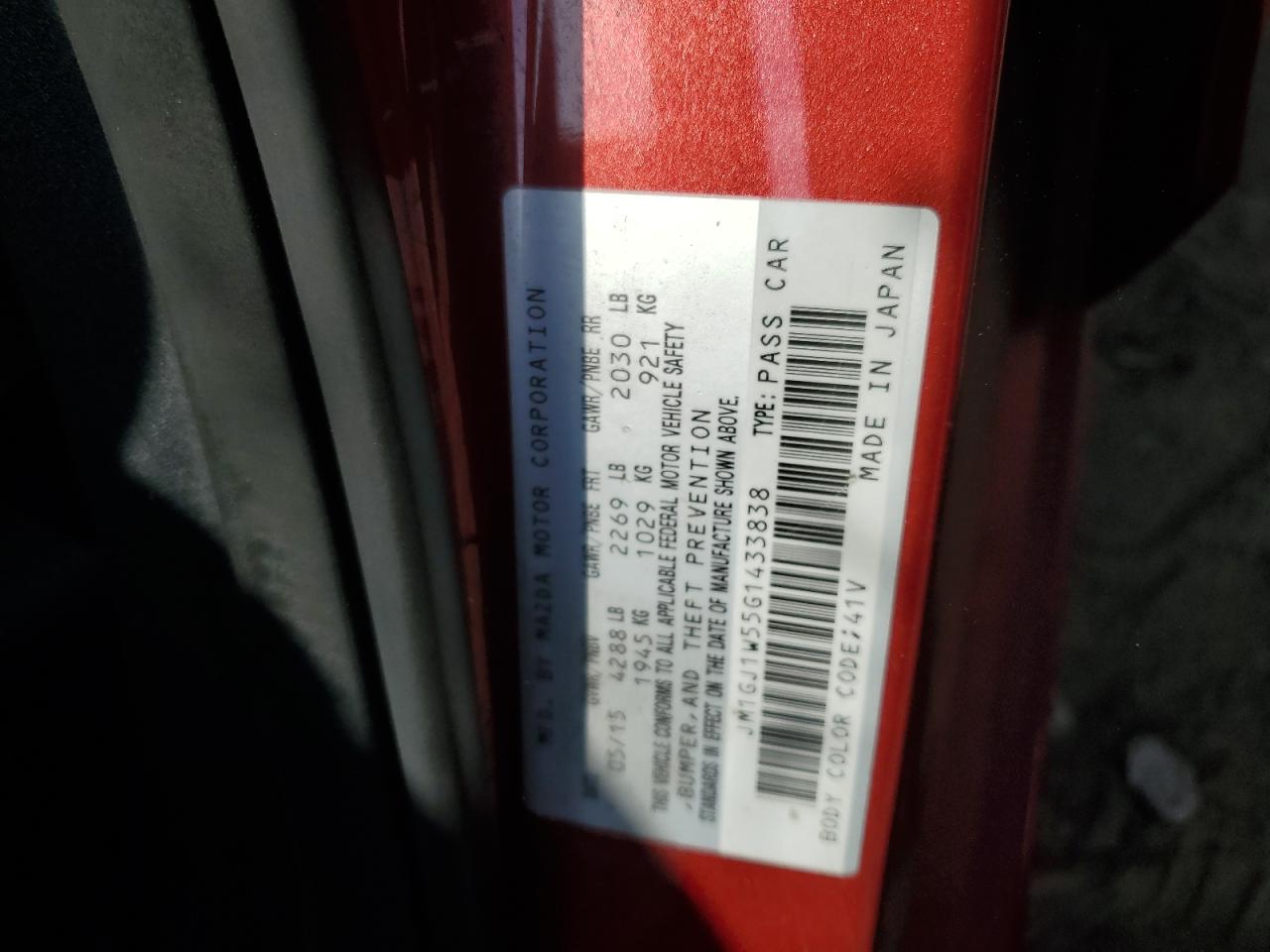 JM1GJ1W55G1433838 2016 Mazda 6 Grand Touring