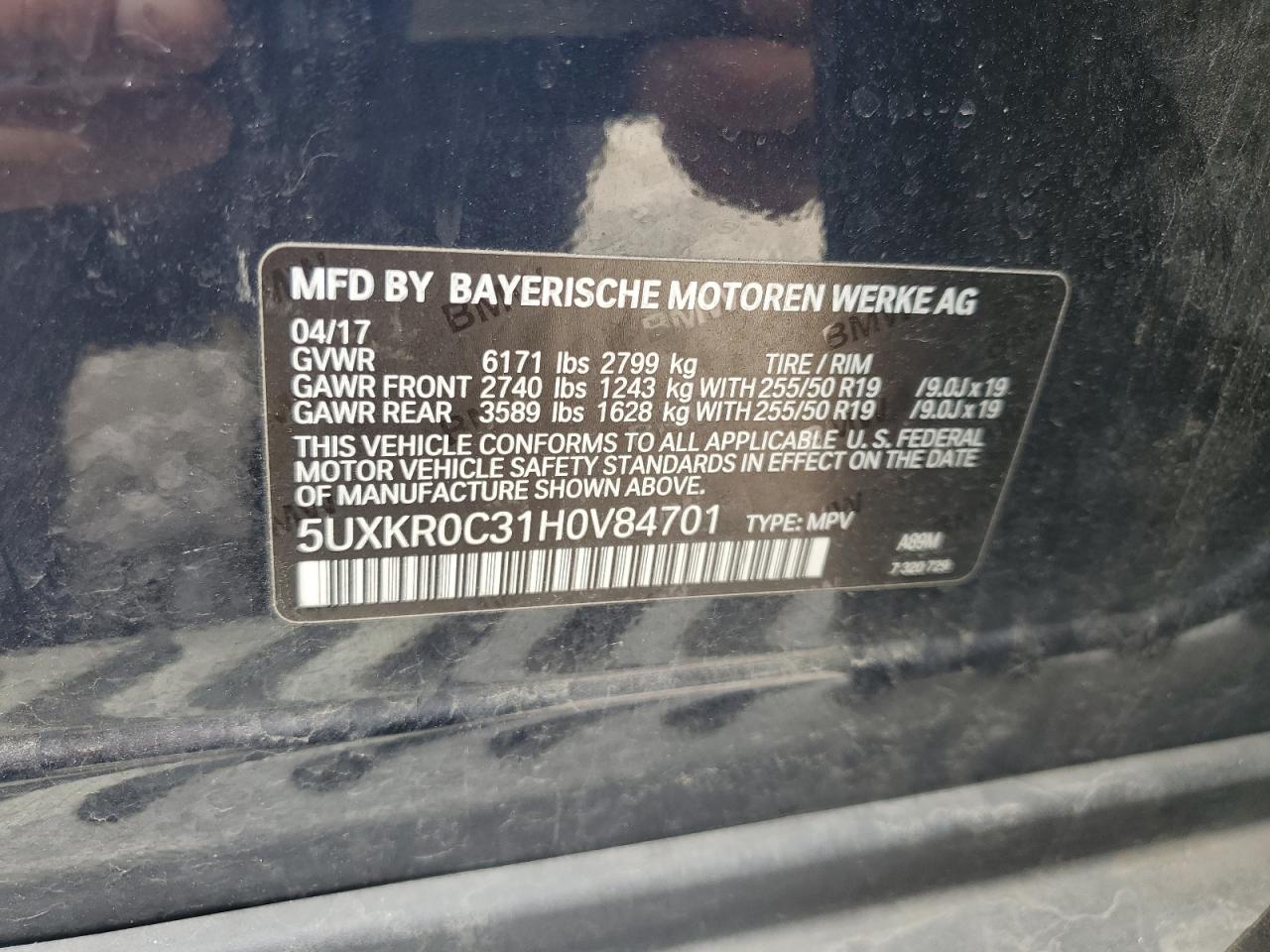 5UXKR0C31H0V84701 2017 BMW X5 xDrive35I