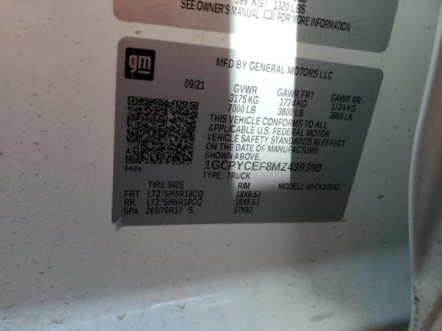 2021 Chevrolet Silverado K1500 Trail Boss Custom VIN: 1GCPYCEF8MZ439390 Lot: 54927534