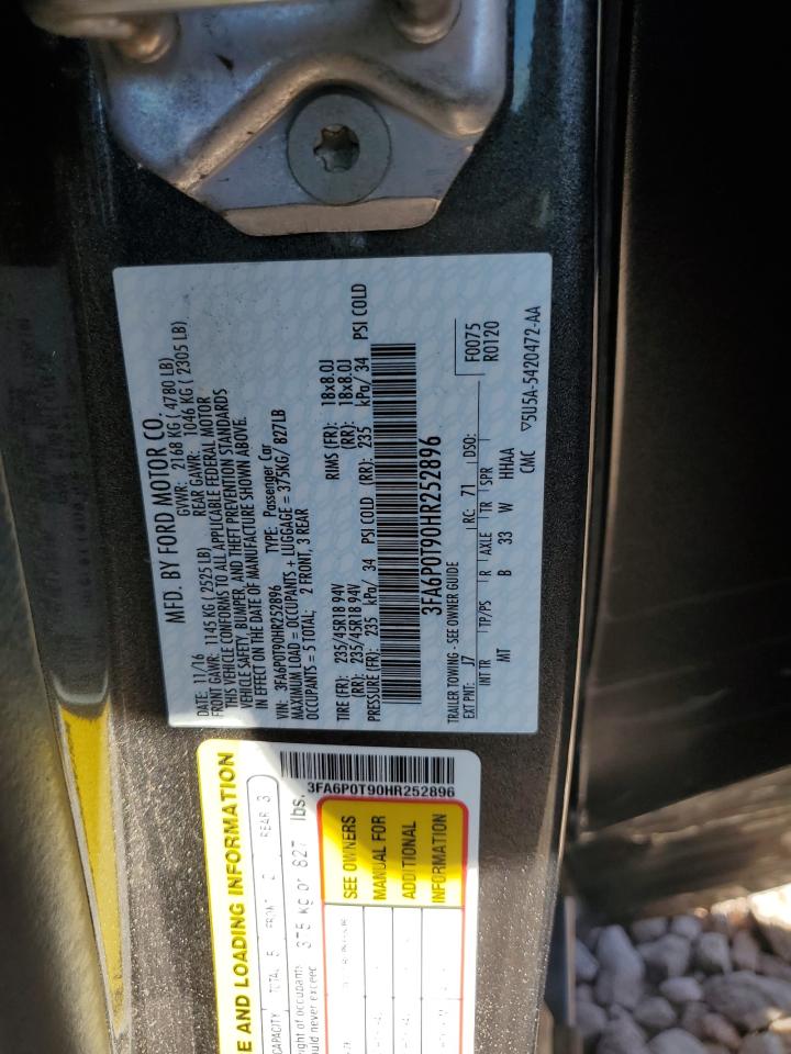 3FA6P0T90HR252896 FORD FUSION 2017