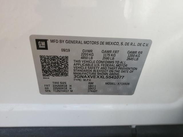 2020 Chevrolet Equinox Lt VIN: 3GNAXVEXXLS541077 Lot: 55322444