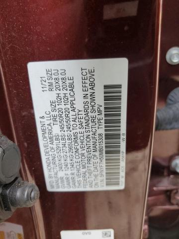 2021 Honda Passport Exl VIN: 5FNYF7H50MB015308 Lot: 48310324