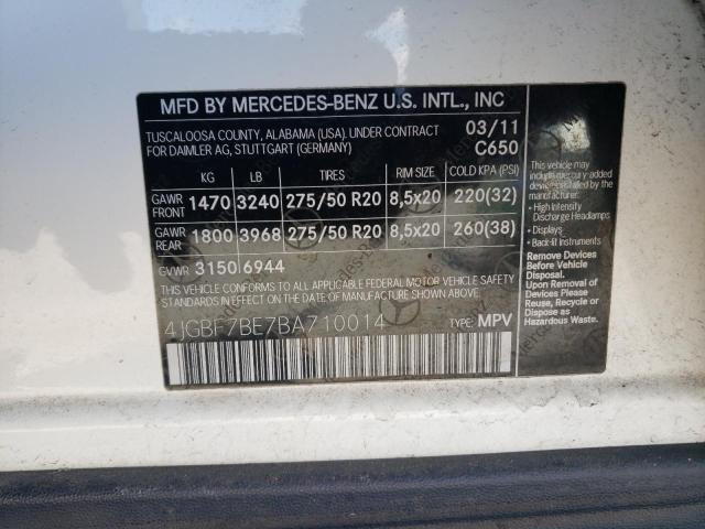 2011 Mercedes-Benz Gl 450 4Matic VIN: 4JGBF7BE7BA710014 Lot: 54615064