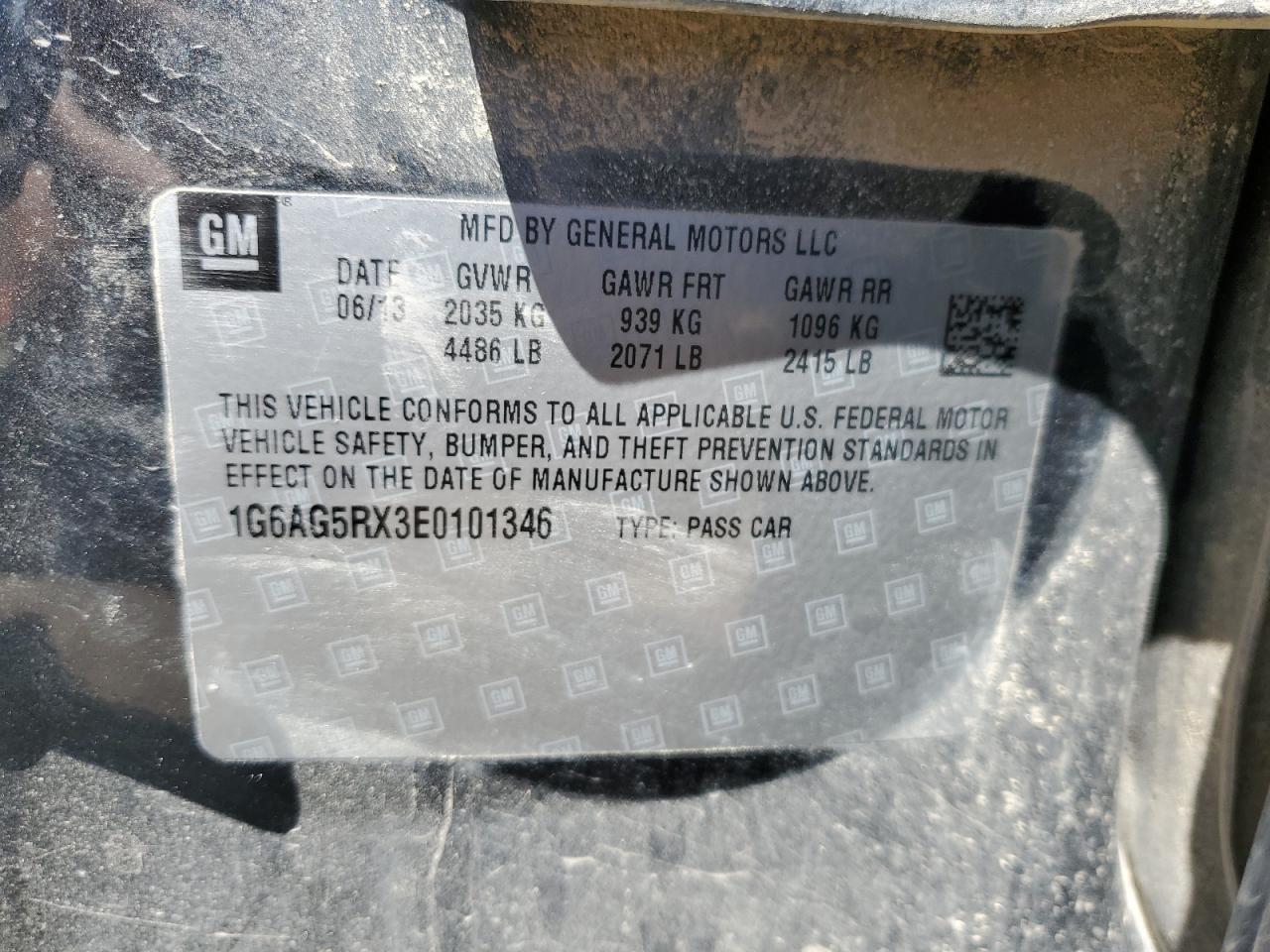 1G6AG5RX3E0101346 2014 Cadillac Ats