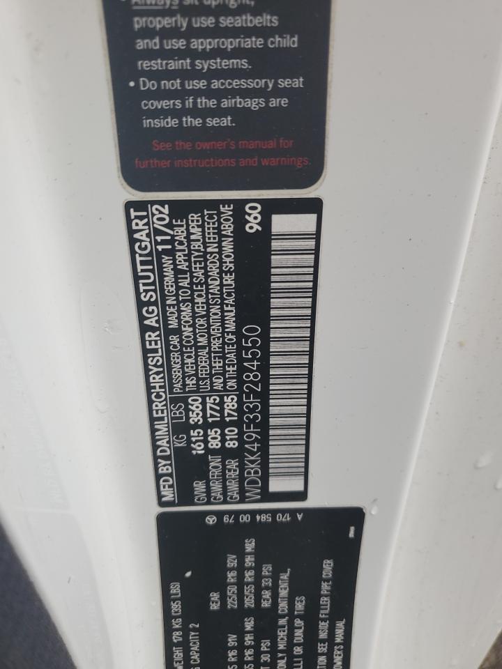 WDBKK49F33F284550 2003 Mercedes-Benz Slk 230 Kompressor