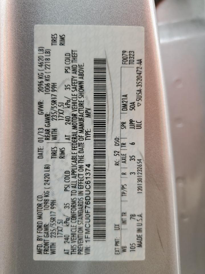 1FMCU0F76DUC61374 2013 Ford Escape S