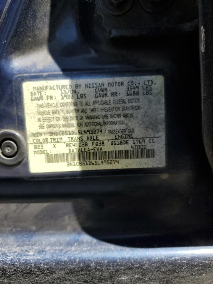 3N1CB51D65L495274 2005 Nissan Sentra 1.8