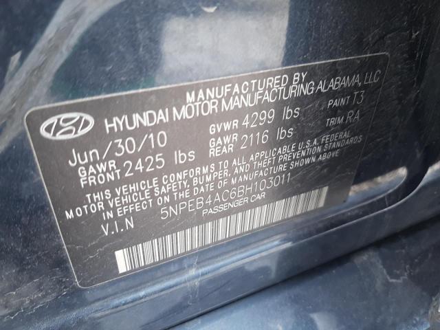 2011 Hyundai Sonata Gls VIN: 5NPEB4AC6BH103011 Lot: 56491404