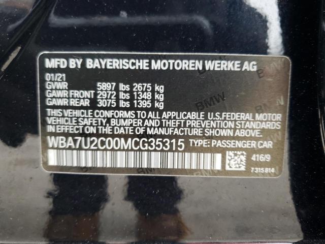 VIN WBA7U2C00MCG35315 2021 BMW 7 Series, 750 XI no.12