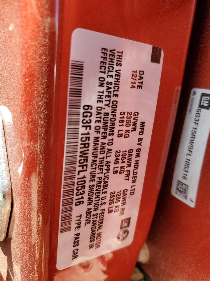 6G3F15RW5FL105316 2015 Chevrolet Ss