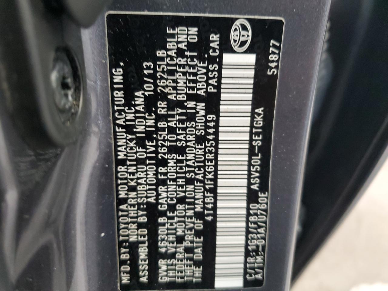 4T4BF1FK6ER354449 2014 Toyota Camry L