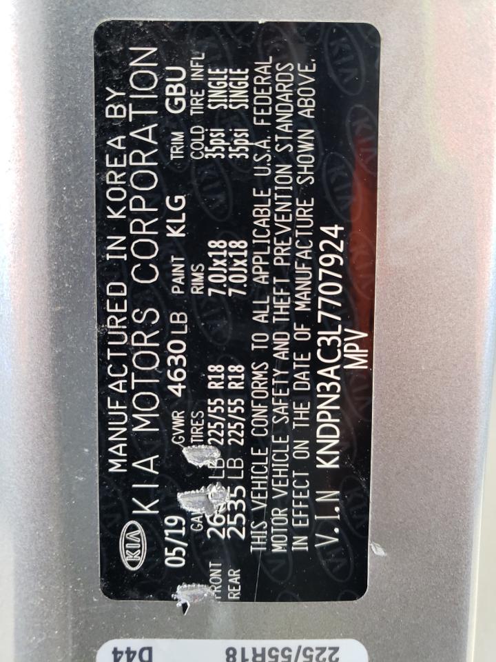 KNDPN3AC3L7707924 2020 Kia Sportage Ex