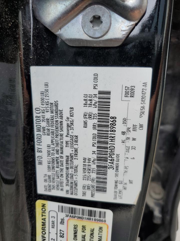 3FA6P0HD1HR189868 2017 Ford Fusion Se