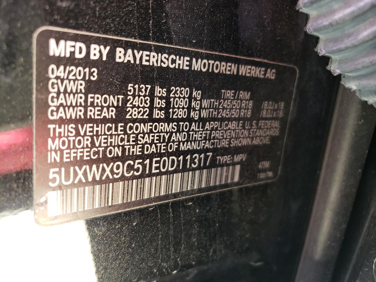 5UXWX9C51E0D11317 2014 BMW X3 xDrive28I