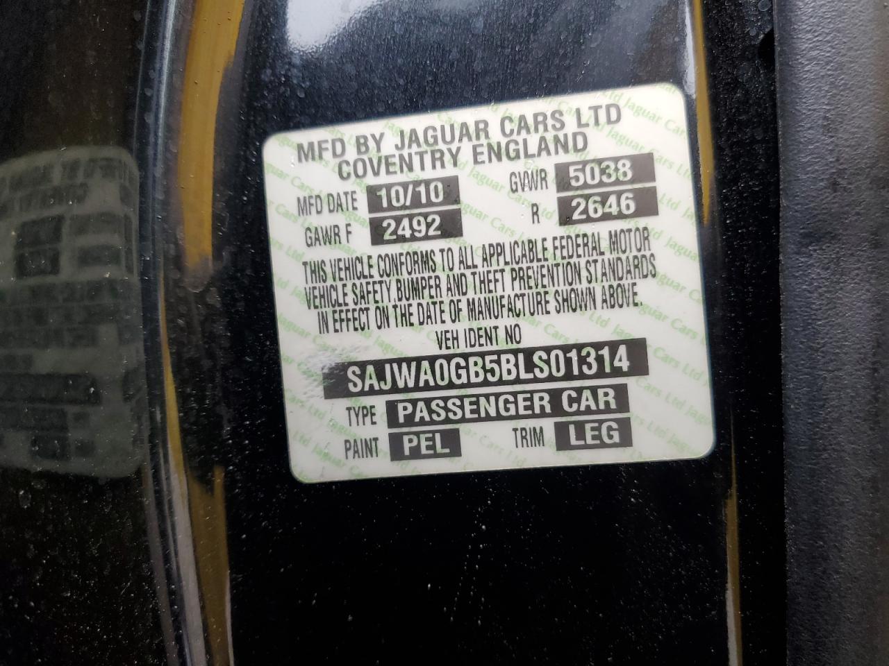 SAJWA0GB5BLS01314 2011 Jaguar Xf Premium