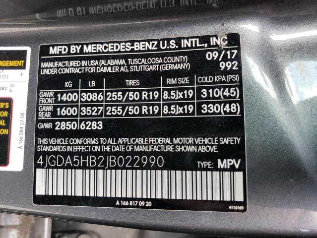 2018 Mercedes-Benz Gle 350 4Matic VIN: 4JGDA5HB2JB022990 Lot: 55635114