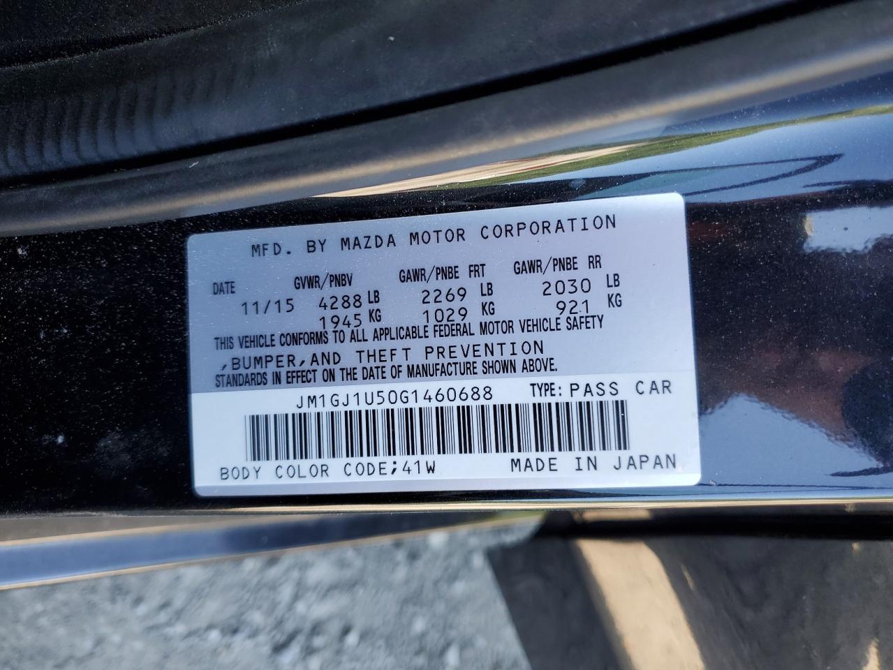 JM1GJ1U50G1460688 2016 Mazda 6 Sport