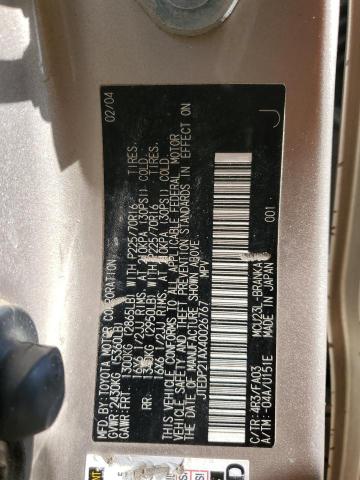 2004 Toyota Highlander Base VIN: JTEDP21AX40026767 Lot: 55532604