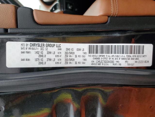 2013 Jeep Grand Cherokee Overland VIN: 1C4RJECT6DC643383 Lot: 55964354