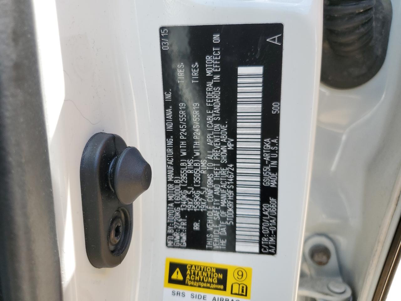 5TDDKRFH9FS146724 2015 Toyota Highlander Limited