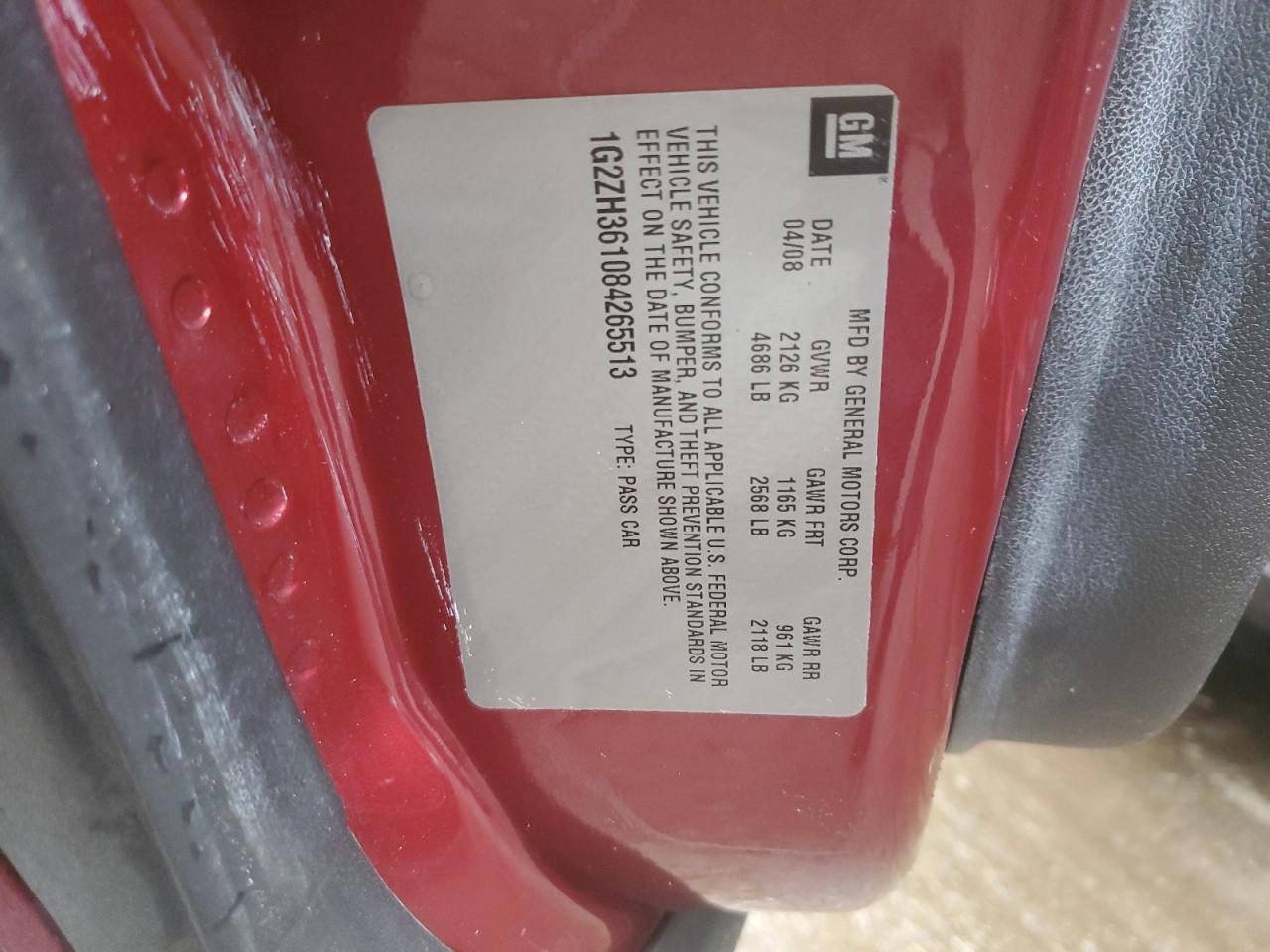 1G2ZH361084265513 2008 Pontiac G6 Gt