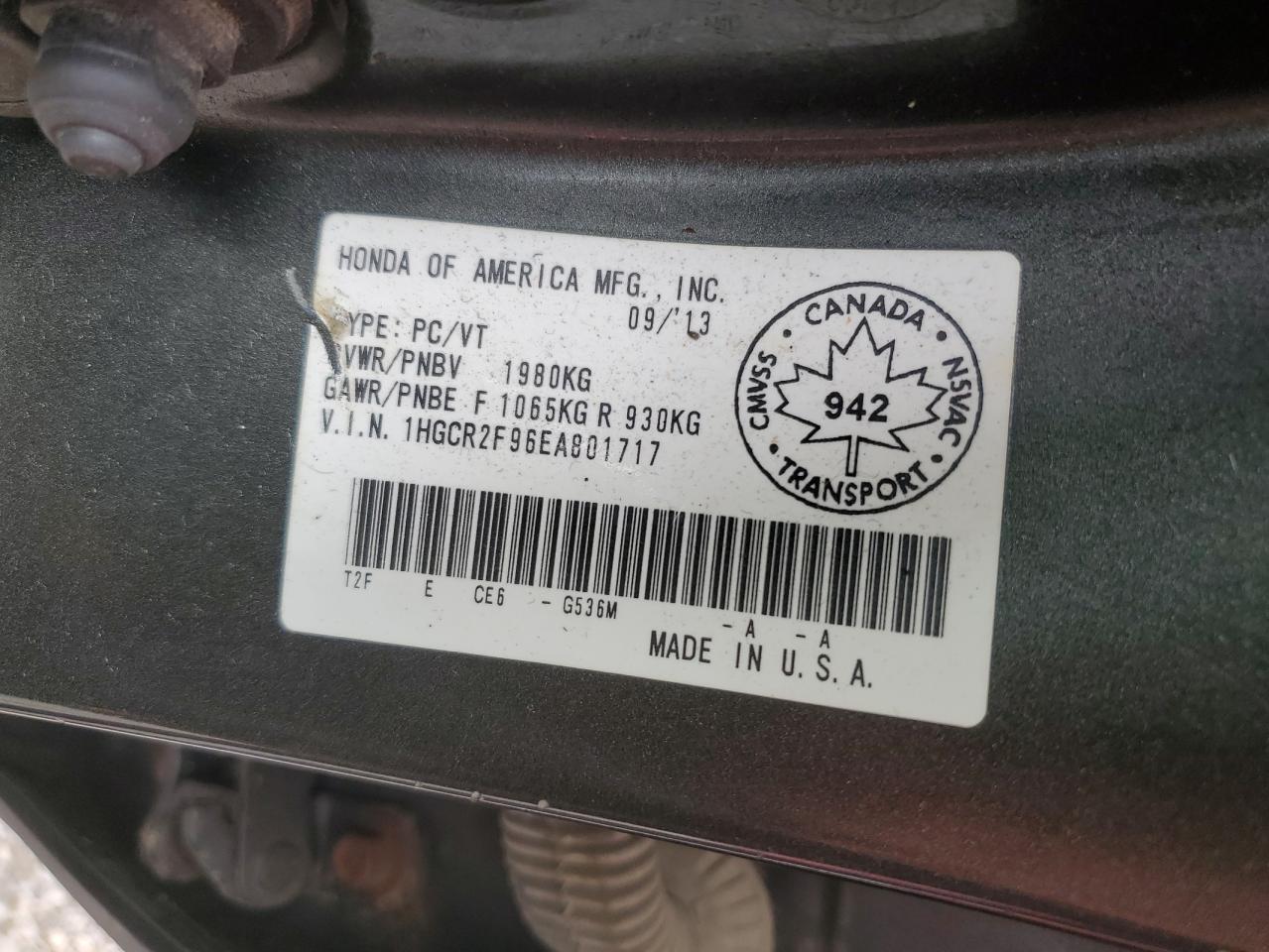 1HGCR2F96EA801717 2014 Honda Accord Touring