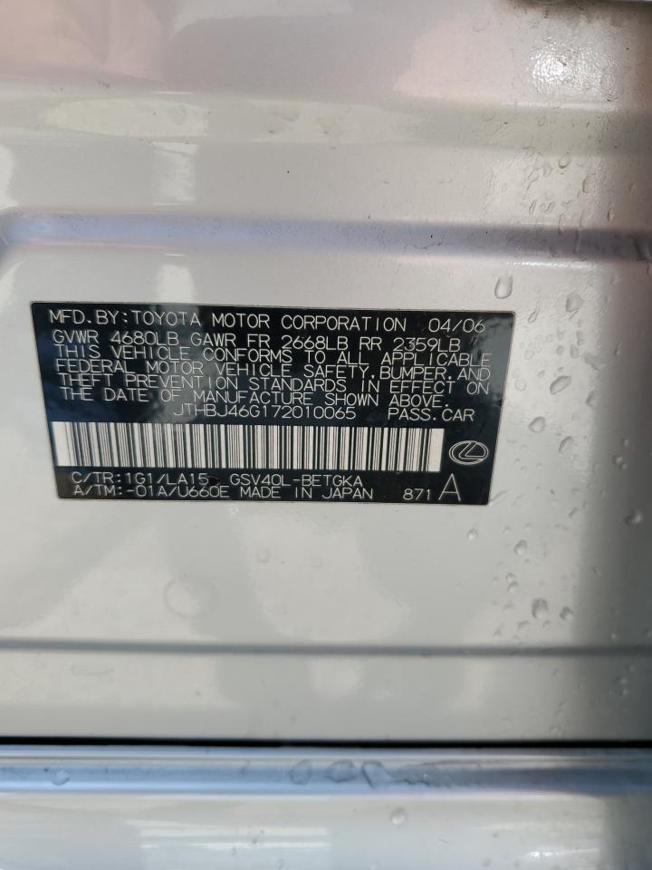 JTHBJ46G172010065 2007 Lexus Es 350