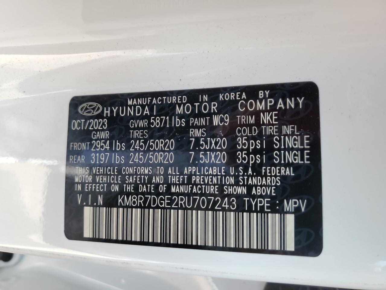 KM8R7DGE2RU707243 2024 Hyundai Palisade Calligraphy