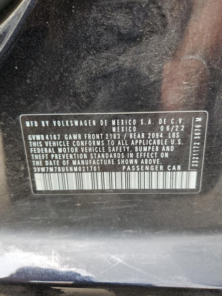 3VW7M7BU5NM021701 2022 Volkswagen Jetta Se