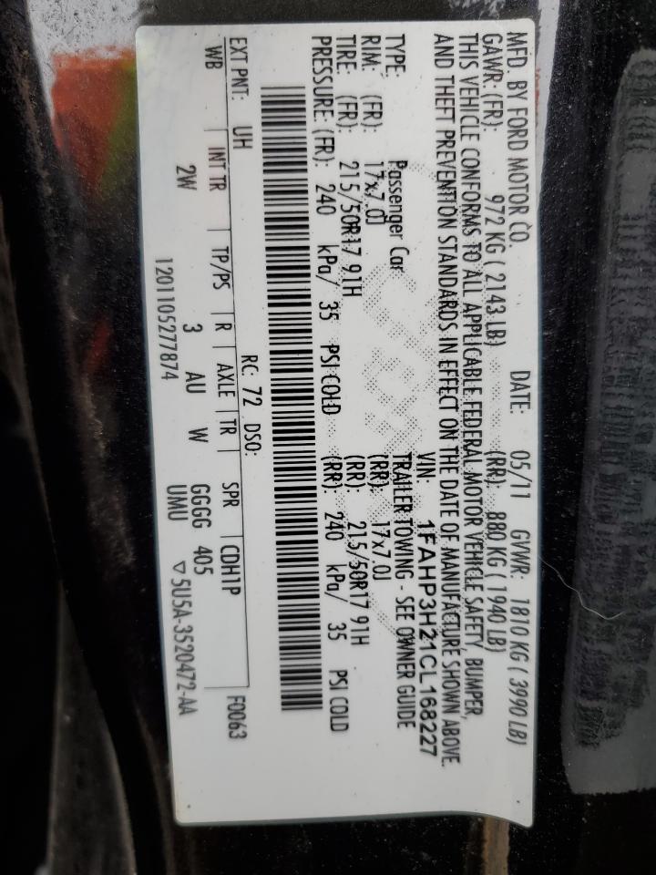 1FAHP3H21CL168227 2012 Ford Focus Sel