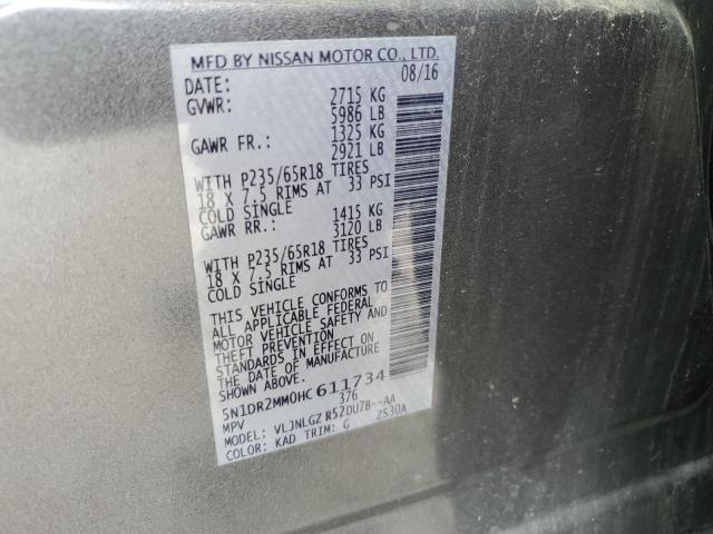 2017 Nissan Pathfinder S VIN: 5N1DR2MM0HC611734 Lot: 53835084