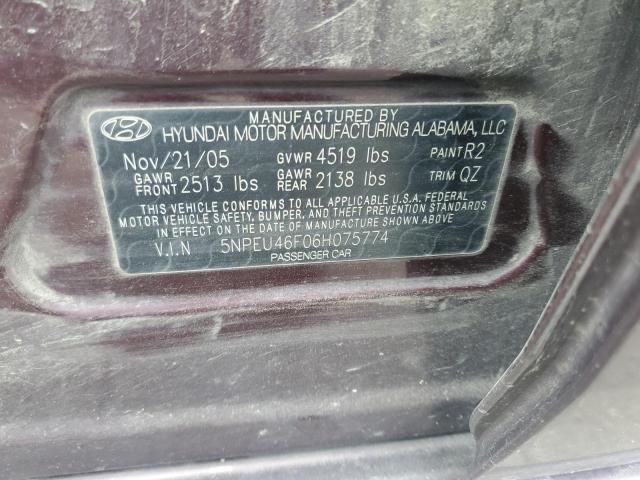 2006 Hyundai Sonata Gls VIN: 5NPEU46F06H075774 Lot: 56633814