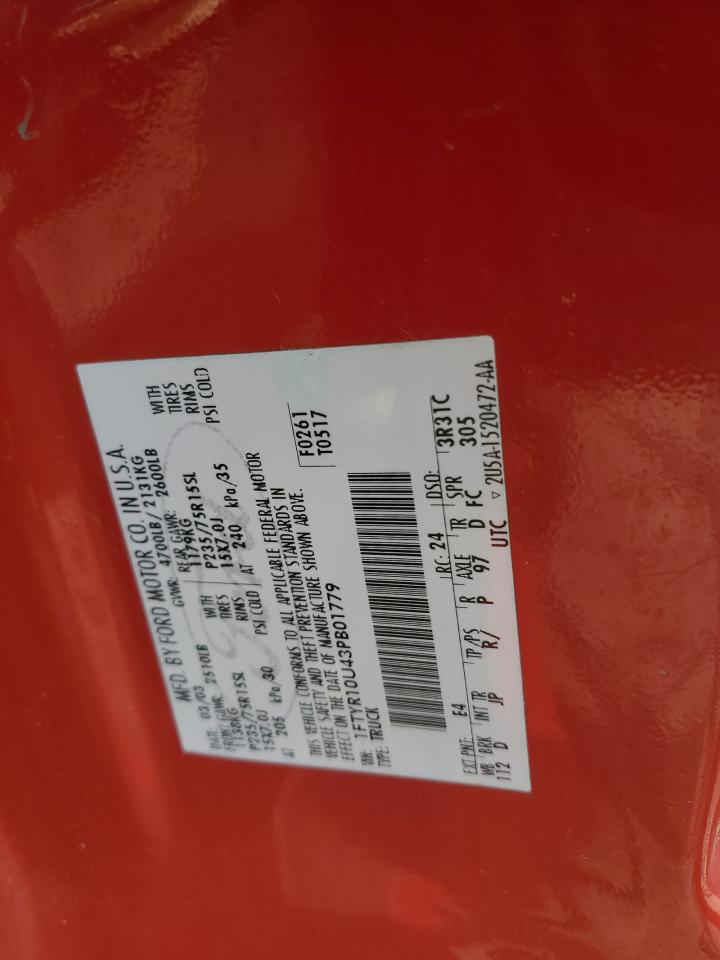 1FTYR10U43PB01779 2003 Ford Ranger