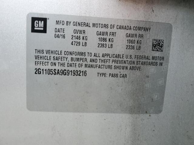 2016 Chevrolet Impala Lt VIN: 2G1105SA9G9193216 Lot: 56075014