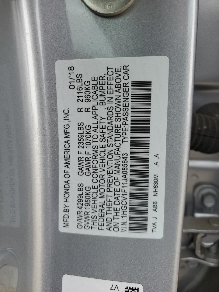 1HGCV1F11JA085643 2018 Honda Accord Lx