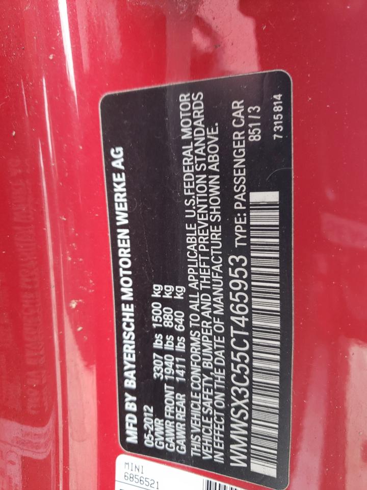 WMWSX3C55CT465953 2012 Mini Cooper Coupe S