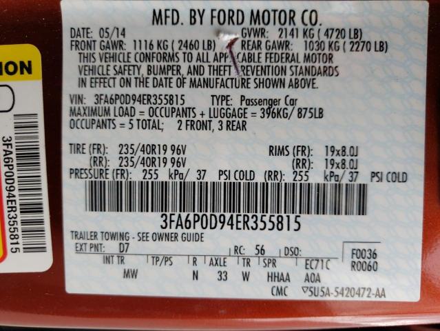 2014 Ford Fusion Titanium VIN: 3FA6P0D94ER355815 Lot: 54449414