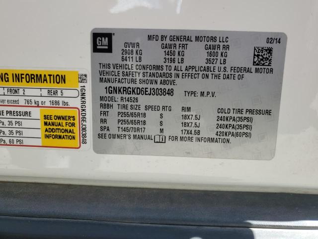 2014 Chevrolet Traverse Lt VIN: 1GNKRGKD6EJ303848 Lot: 56071454