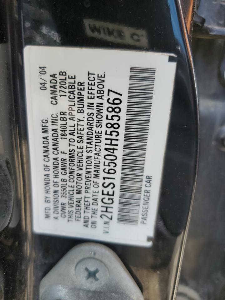 2HGES16504H585867 2004 Honda Civic Lx