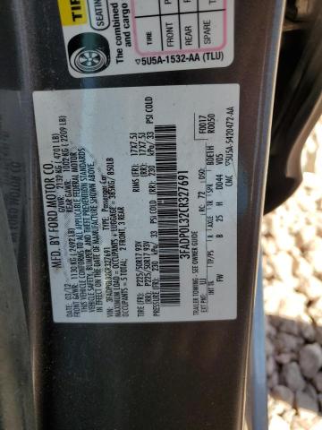 2012 Ford Fusion Hybrid VIN: 3FADP0L32CR327691 Lot: 56955834