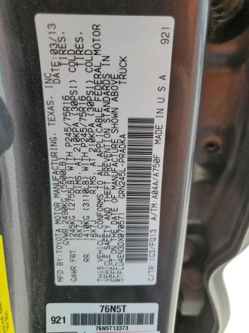 2013 Toyota Tacoma Double Cab VIN: 5TFLU4EN3DX070571 Lot: 56586464