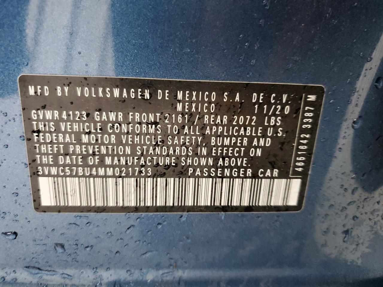 3VWC57BU4MM021733 2021 Volkswagen Jetta S