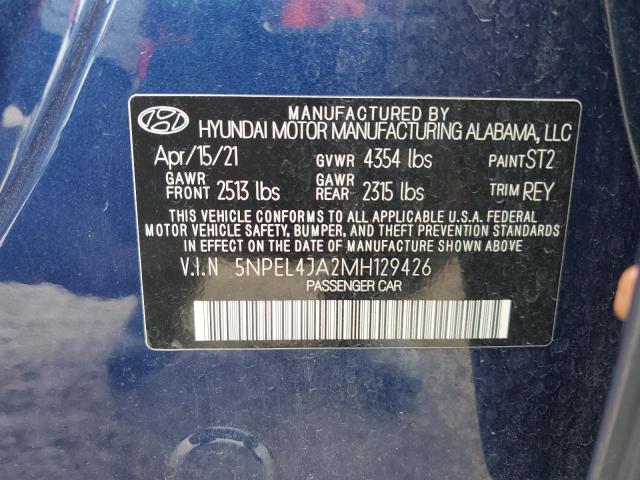 2021 Hyundai Sonata Sel VIN: 5NPEL4JA2MH129426 Lot: 53519304