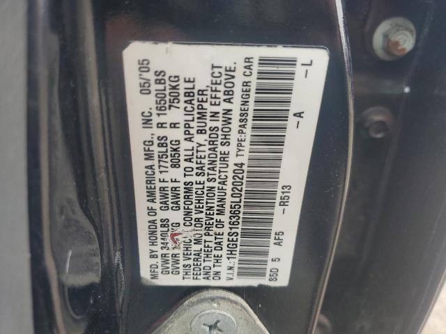 1HGES16365L020204 2005 Honda Civic Dx Vp