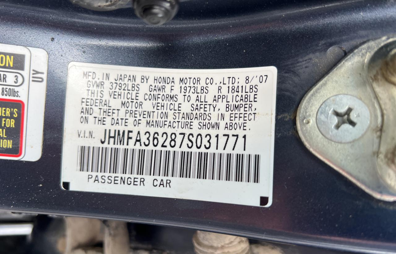 JHMFA36287S031771 2007 Honda Civic Hybrid