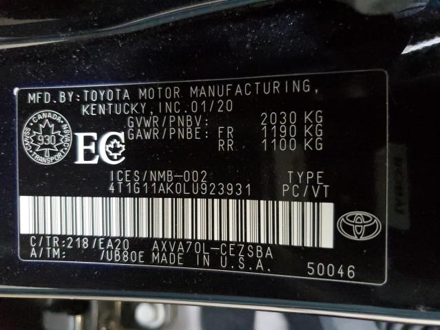 VIN 4T1G11AK0LU923931 2020 Toyota Camry, SE no.13