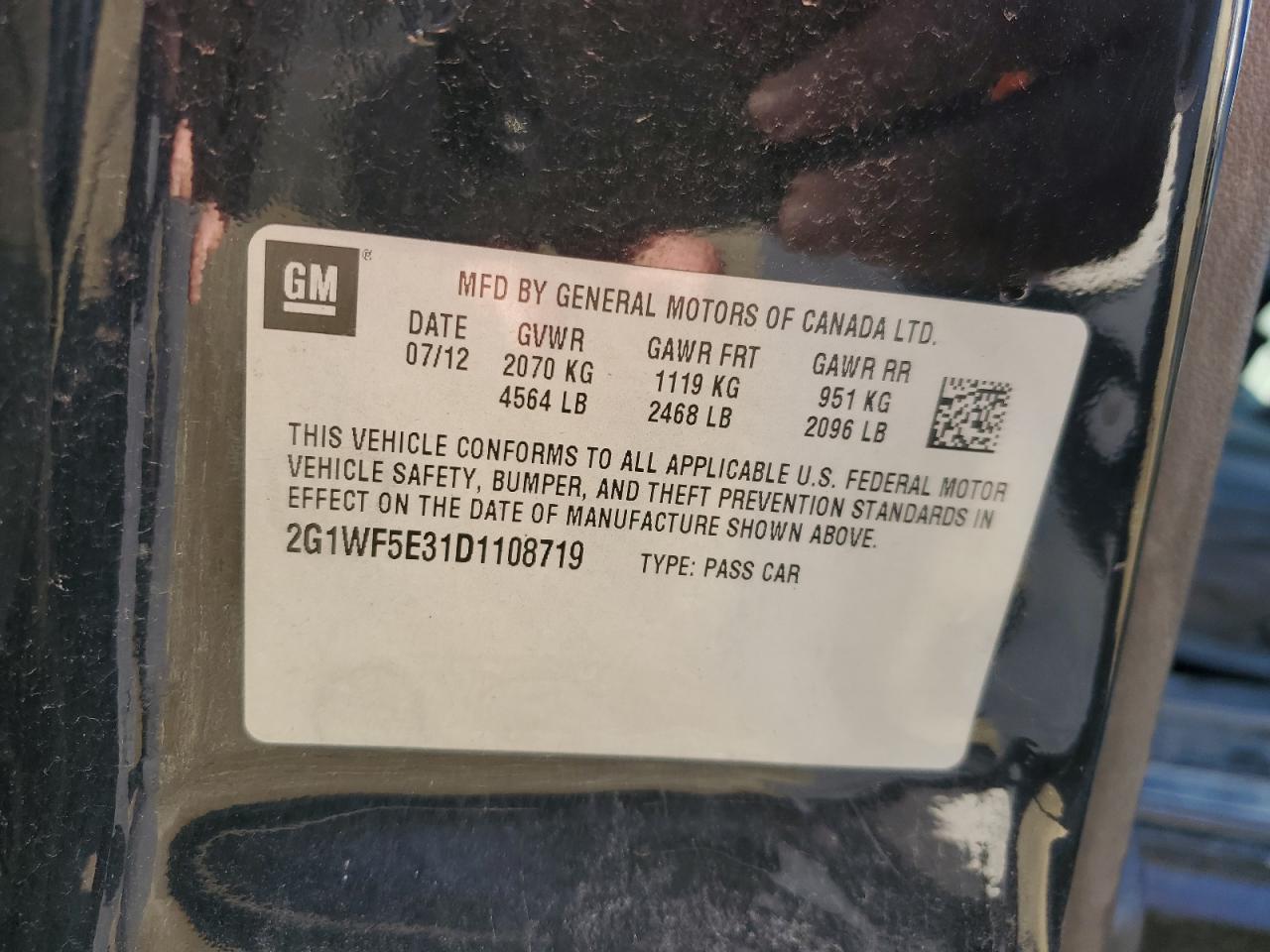 2G1WF5E31D1108719 2013 Chevrolet Impala Ls